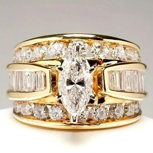 Triple-Row Cubic Zirconia Ring Size 9